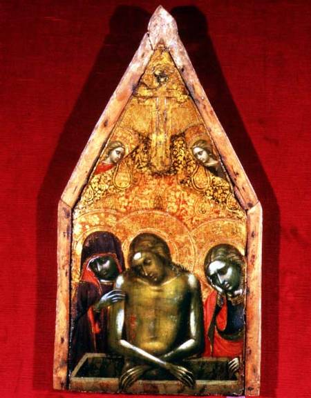 Pieta (tempera on panel with applied textile) de Barnaba da Modena
