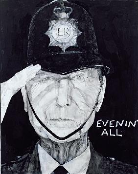 Portrait of Jack Warner as Dixon of Dock Green, illustration for The Listener, 1970s