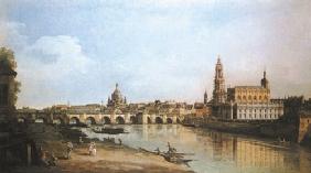 Vista de Dresde, de Neustadt con la iglesia de Notre-Dame 1747