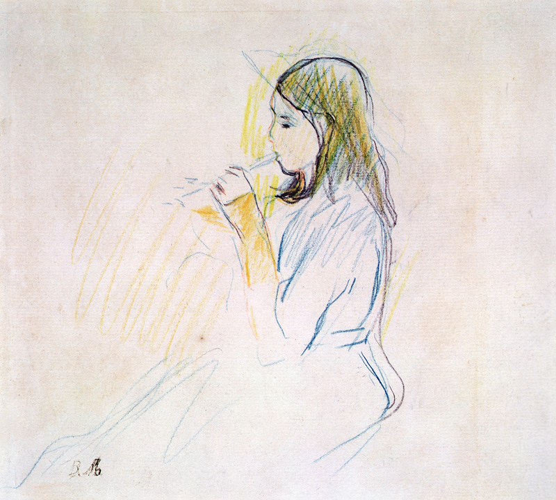 Manet's Daughter Playing the Recorder de Berthe Morisot