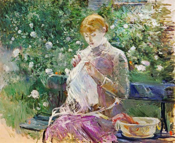 Pasie sewing in Bougival's Garden, 1881 (oil on canvas) de Berthe Morisot
