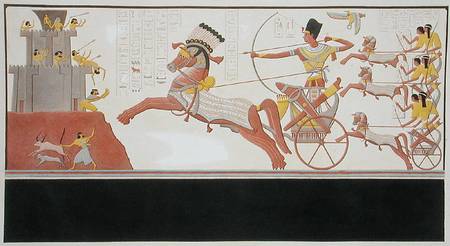 Ramsés II en la batalla de Kadesh frente a la armada de Muwattali rey de los Hittites de Bigant and Allais