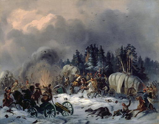 Scene from the Russian-French War in 1812 (oil on canvas) de Bogdan Willewalde