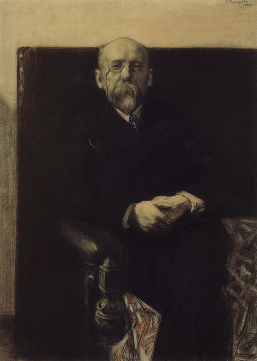 Portrait of the author Fyodor Sologub (1863-1927) de Boris Michailowitsch Kustodiew