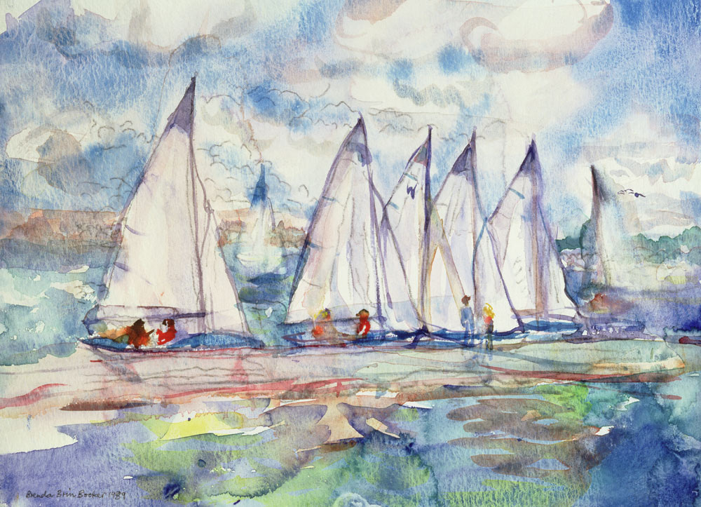 Blue Sailboats, 1989 (w/c on paper)  de Brenda Brin  Booker