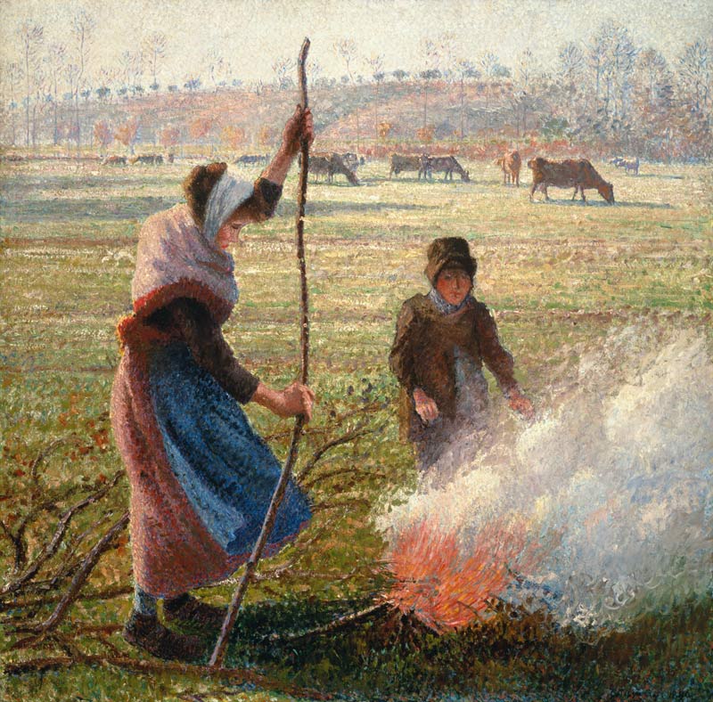 Farmer's wife when burning branches de Camille Pissarro