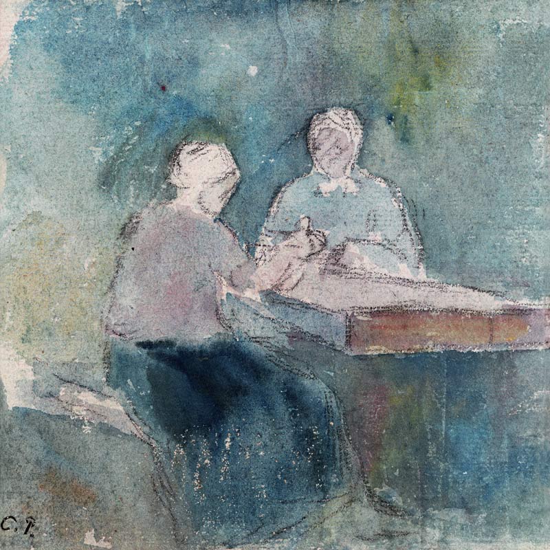 Two Peasants at the Table de Camille Pissarro