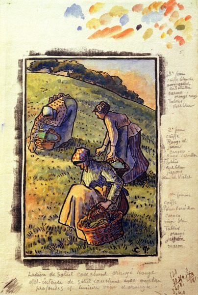 C.Pissarro, Kraeuter suchende Frauen de Camille Pissarro