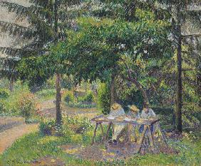 Children seated in the garden at Eragny (Enfants attablés dans le jardin à Eragny)