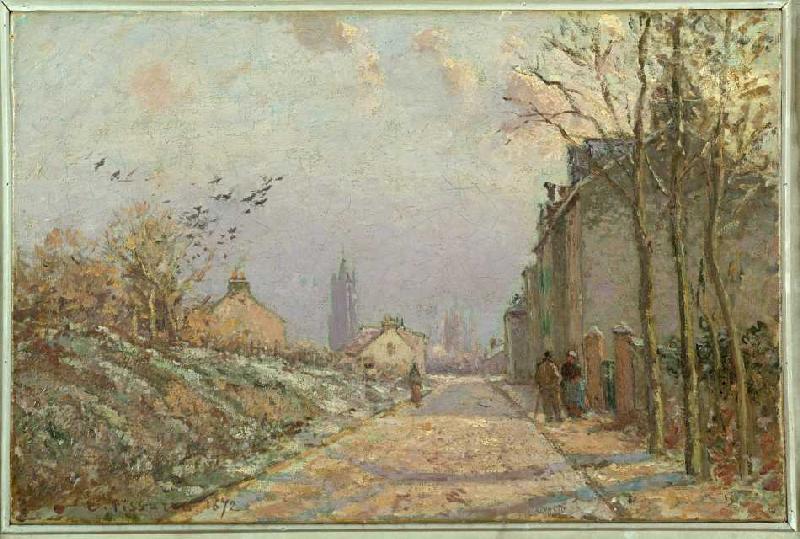 Suburb street in the snow de Camille Pissarro
