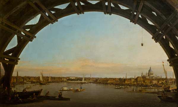 London seen through an arch of Westminster Bridge de Giovanni Antonio Canal