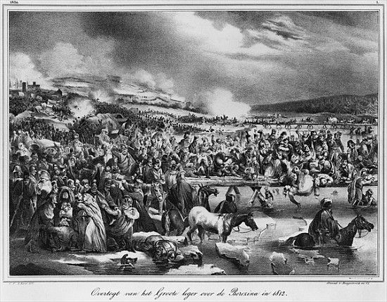 Crossing the Berezina on November 1812; engraved by Desguerrois (19th century) de Carel Christian Anthony Last