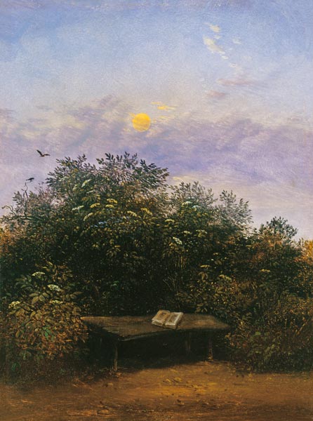 Blühende Holunderecke im Mondschein de Carl Gustav Carus