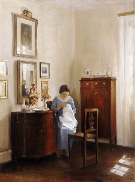 Interior with Lady Sewing, c.1910 de Carl Holsoe