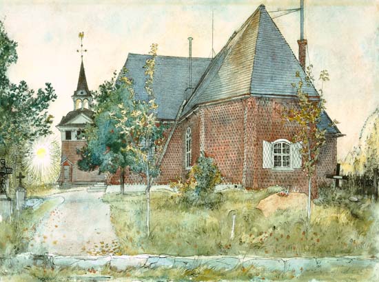 Una vieja iglesia en Sundborn de Carl Larsson