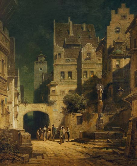 Serenade in the moonlight de Carl Spitzweg