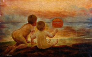 Children on the beach. de Carl Vinnen