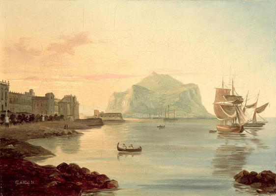 Palermo Harbour with Mount Pellegrino, 1831 (oil on canvas) de Carl Wilhelm Götzloff