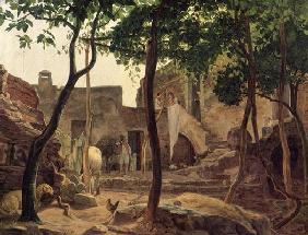 Farmyard near Sorrento, 1827 (oil on canvas)