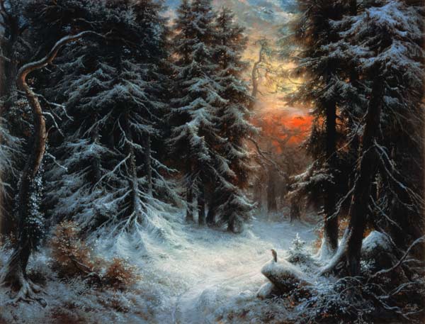 Snow Scene in the Black Forest, 19th century de Carl Friedrich Wilhelm Trautschold