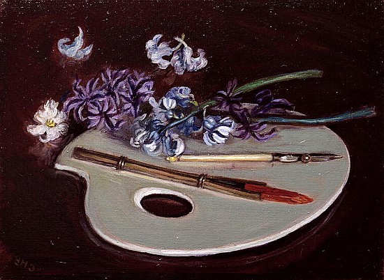 Porcelain Palette with Flowers (oil on canvas)  de Caroline  Hervey-Bathurst