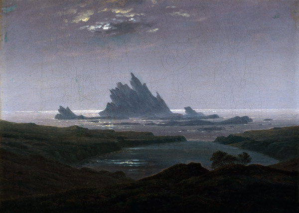 Arrecife rocoso en la playa de Caspar David Friedrich