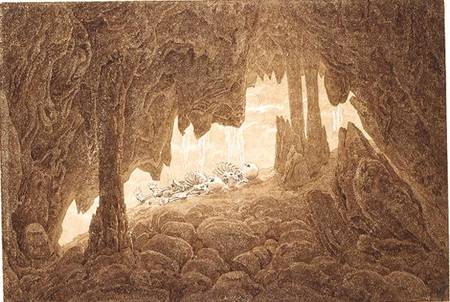 Esqueleto en una cueva de Caspar David Friedrich