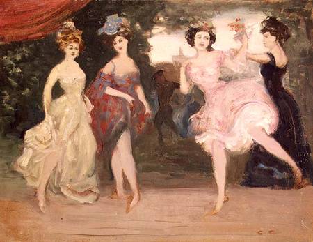 Four Dancing Girls on the Stage de Charles Edward Conder