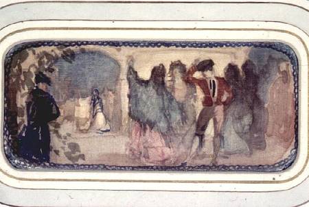 A Spanish Scene:Figures and Buildings de Charles Edward Conder