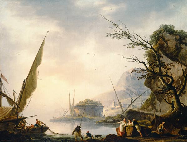 A southern coastal scene de Charles Francois Lacroix de Marseille