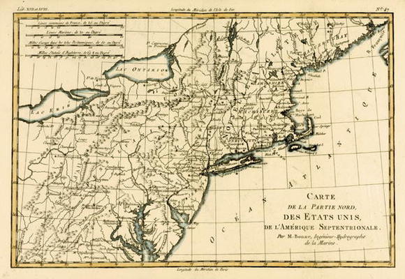 North-East Coast of America, from 'Atlas de Toutes les Parties Connues du Globe Terrestre' by Guilla de Charles Marie Rigobert Bonne