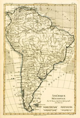 South America, from 'Atlas de Toutes les Parties Connues du Globe Terrestre' by Guillaume Raynal (17 de Charles Marie Rigobert Bonne
