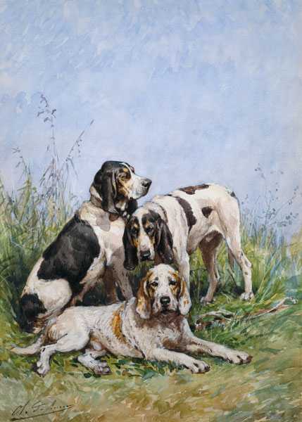 A Group of French Hounds de Charles Oliver de Penne