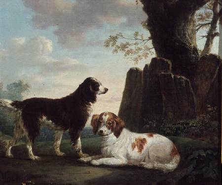 Two spaniels in a landscape de Charles Towne