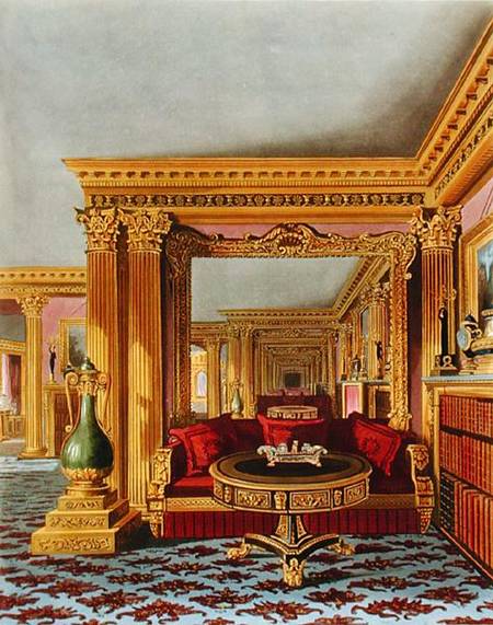 The Alcove in the Golden Drawing Room, Carlton House, from 'The History of the Royal Residences', en de Charles Wild