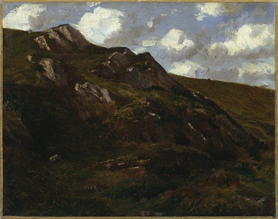 Mountainous landscape (oil on paper mounted on canvas) de Charles Francois Eustache