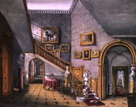 The Staircase, Strood Park, f26 from An Album of Interiors de Charlotte Bosanquet