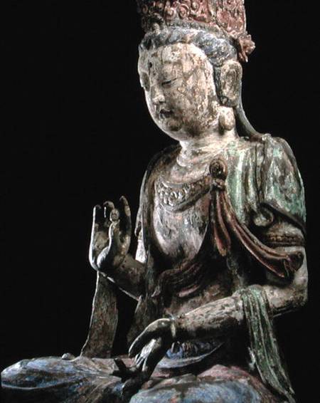 Large seated bodhisattva with hands raised de Chinese School