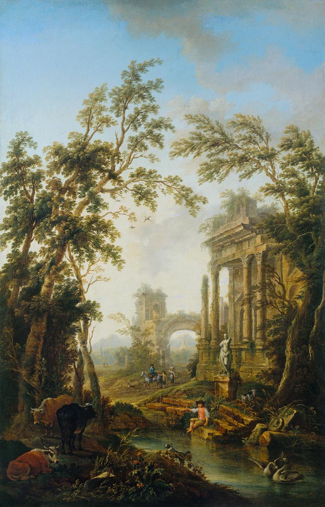 Ideallandschaft mit antiken Ruinen de Christian Georg Schütz d.Ä.