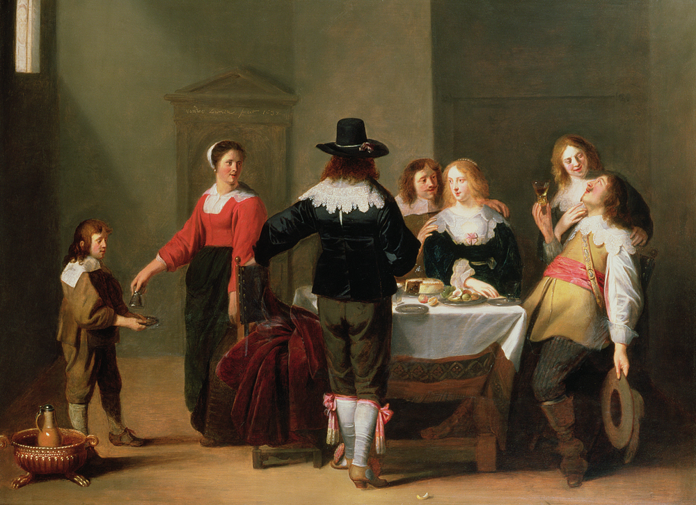 A Merry Company in an Interior de Christoffel Jacobsz van der Lamen