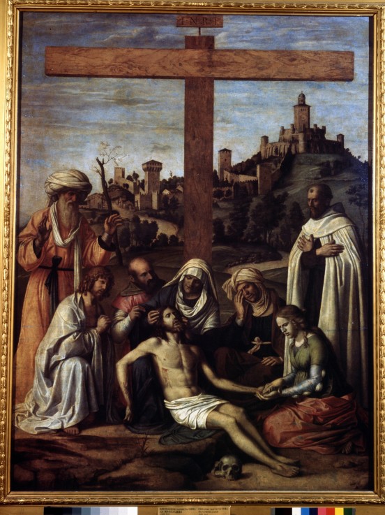 The Lamentation over Christ with a Carmelite Monk de Giovanni Battista Cima da Conegliano