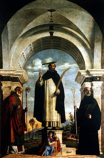 The Martyrdom of St.Peter and 2 saints (altarpiece) de Giovanni Battista Cima da Conegliano