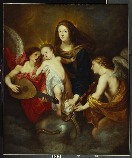 The Virgin and Child Triumphing over Sin with Two Musical Angels de (circle of) Sir Anthony van Dyck