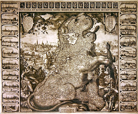 The seventeen regions of the Belgian lion, c.1583 de Claes Jansz Visscher