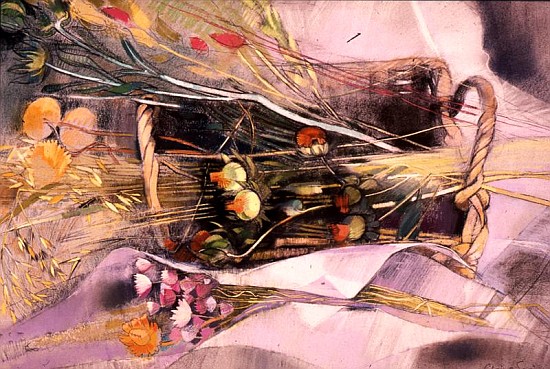 Basket of Dried Flowers ((pastel on paper)  de Claire  Spencer