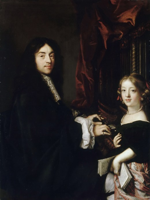 Portrait of the Organist Charles Couperin (1638-1678) with the Daughter de Claude Lefebvre