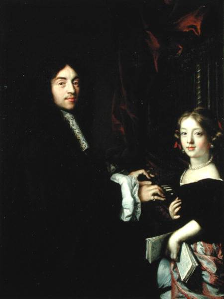Portrait of Charles Couperin (1638-79) and the Daughter of the Artist de Claude Lefebvre