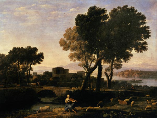 Landscape with Apollo guarding the Cattle of Admetus and Mercury stealing them de Claude Lorrain