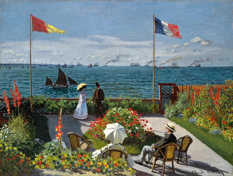 La Terraza en el Borde del Mar en Sainte Adresse de Claude Monet