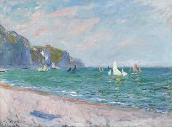 Bateaux devant les falaises de Pourville de Claude Monet